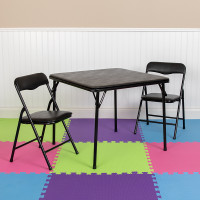 Flash Furniture JB-10-CARD-BK-GG Kids Black 3 Piece Folding Table and Chair Set